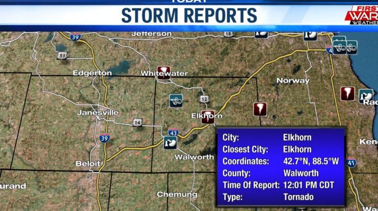 Wisconsin tornado wind across elkhorn